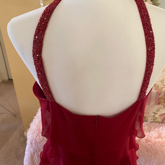 SILK Red Ruffled Tier Top with Red &Clear Crystals - Picture 5 of 7